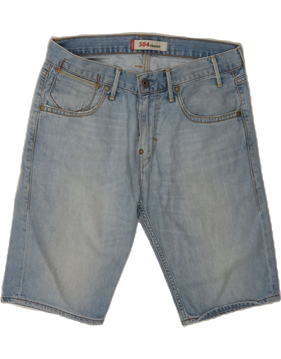 LEVI'S Mens 504 Denim Shorts W30 Medium Blue Cotton Vintage Levi's and Second-Hand Levi's from Messina Hembry 