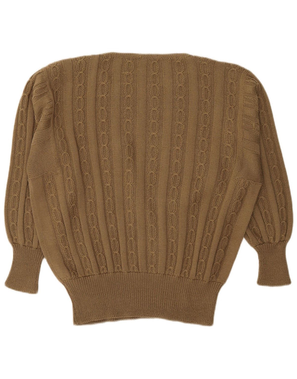 Vintage Dame Boat Neck Jumper Sweater UK 18 XL Khaki