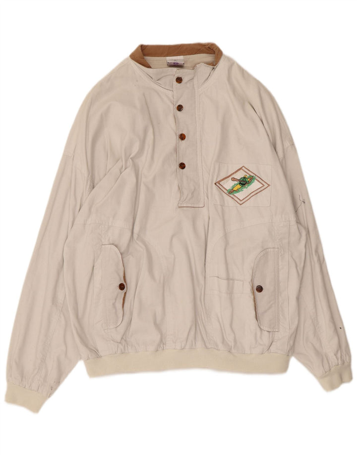 Ny Hurtig Herre Button Neck Sweatshirt Jumper Stor Hvid Bomuld