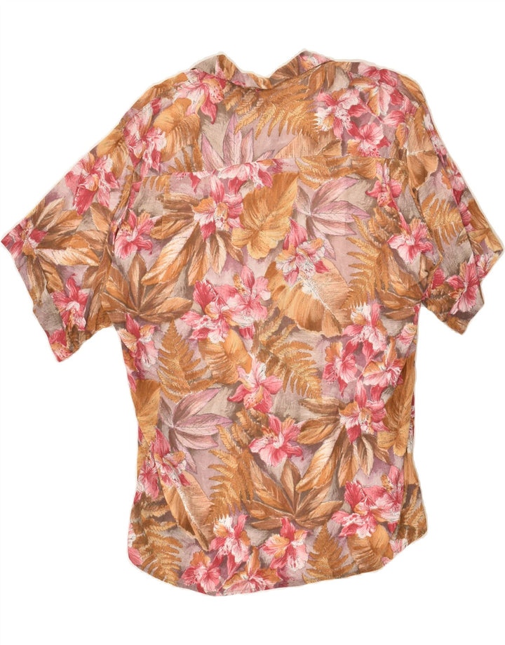 VINTAGE Mens Short Sleeve Shirt Small Brown Floral | Vintage Vintage | Thrift | Second-Hand Vintage | Used Clothing | Messina Hembry 