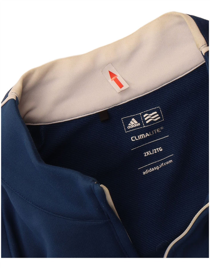 Adidas Herre Climalite Pullover med lynlås-hals Træningsdragt Top 2XL Blå Polyester