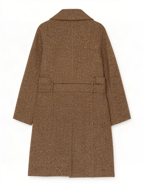 Zara Trench Coat til kvinder UK 10 Small Khaki Flecked Wool