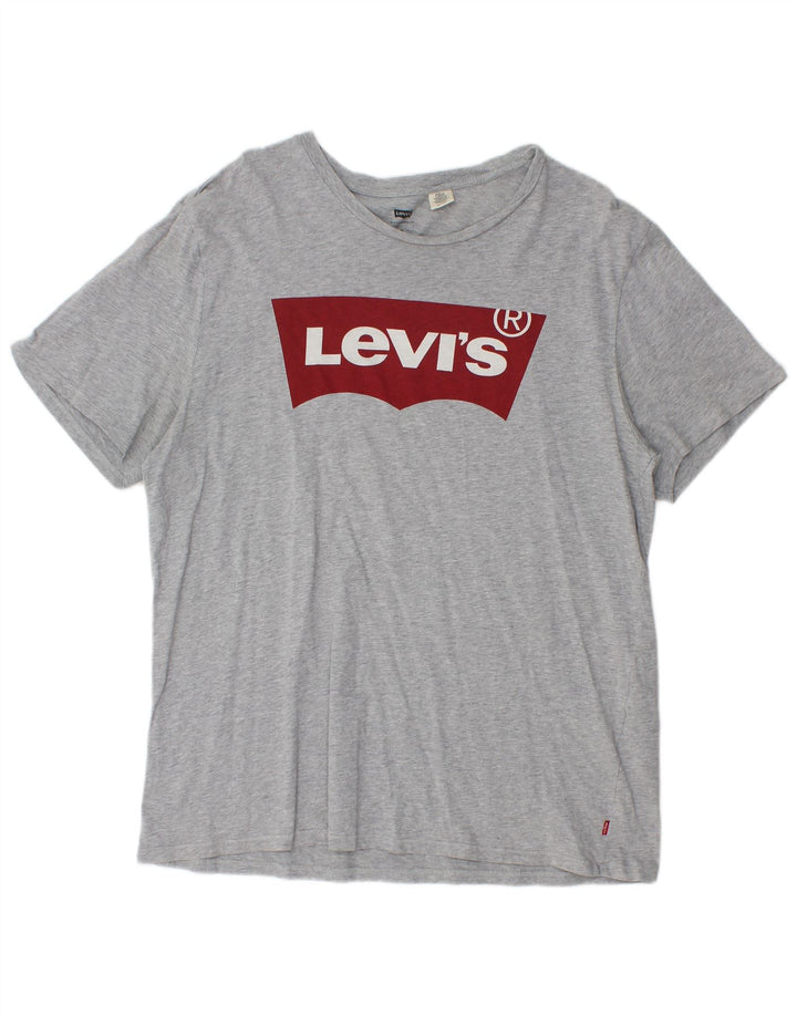 Levi's Herre grafisk T-shirt Top XL Grå Flecked Bomuld