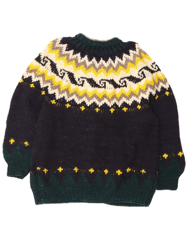 REY WEAR Dame håndlavet cardigan sweater UK 18 XL Navy Blue Fair Isle