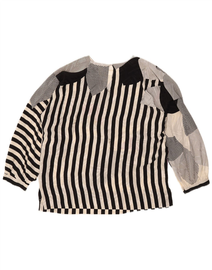 Vintage Kvinders Grafisk Bluse Top UK 14 Stor Flerfarvet Stribet