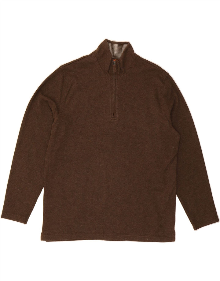 DOCKERS Mens Zip Neck Jumper Sweater Large Brown Cotton Vintage Dockers and Second-Hand Dockers from Messina Hembry 
