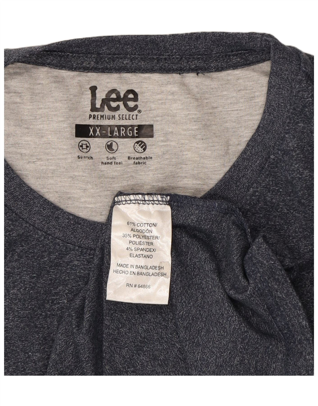 LEE Mens Top Long Sleeve 2XL Navy Blue Cotton Vintage Lee and Second-Hand Lee from Messina Hembry 