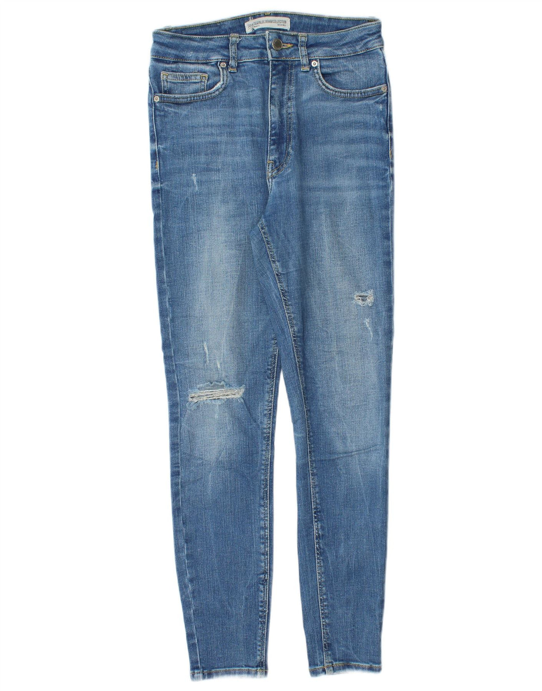 Zara Dame Distressed Skinny Jeans W26 L26 Blå