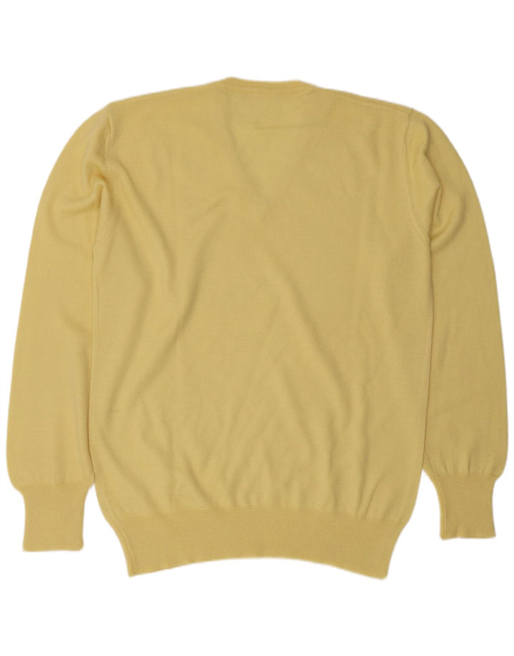 Vintage Herre V-hals sweater Medium Gul Uld