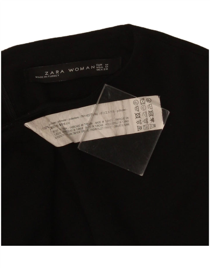 Zara Dame A-Line Kjole UK 12 Medium Sort Polyester