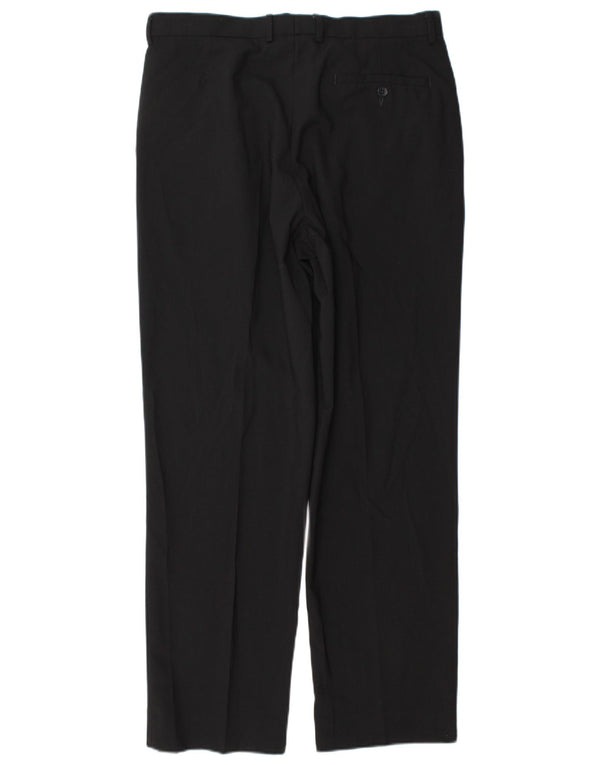 Marks & Spencer Straight Chino-bukser til mænd W34 L31 Sort polyester