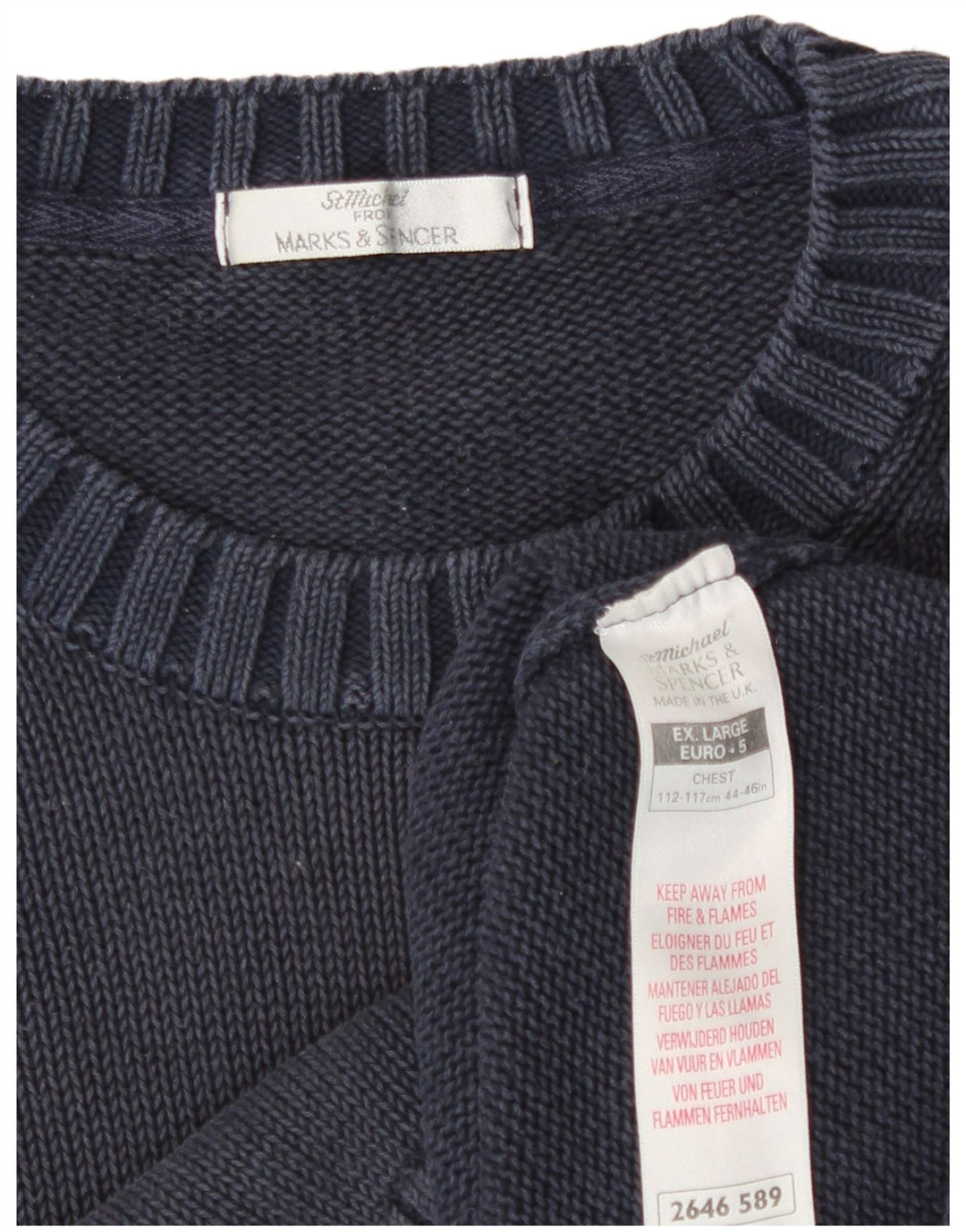 Marks & Spencer Herre St. Michael Crew Neck Jumper Sweater XL Blå Klassisk