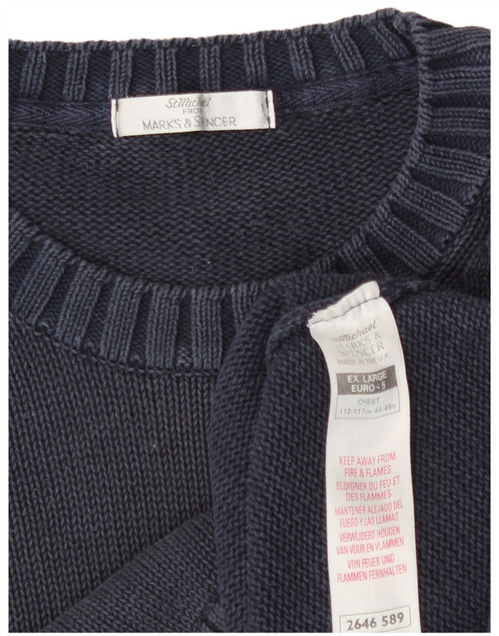 Marks & Spencer Herre St. Michael Crew Neck Jumper Sweater XL Blå Klassisk