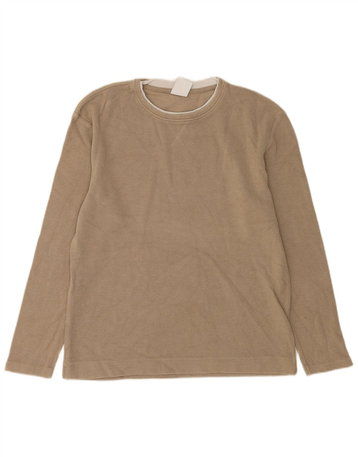Zara Herre Top Langærmet Medium Brun Bomuld