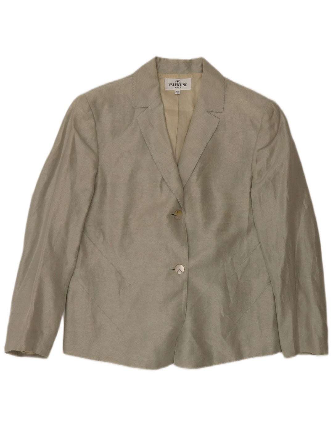 Valentino 3/4 ærmer 2-knaps blazerjakke til kvinder UK 12 Medium Green