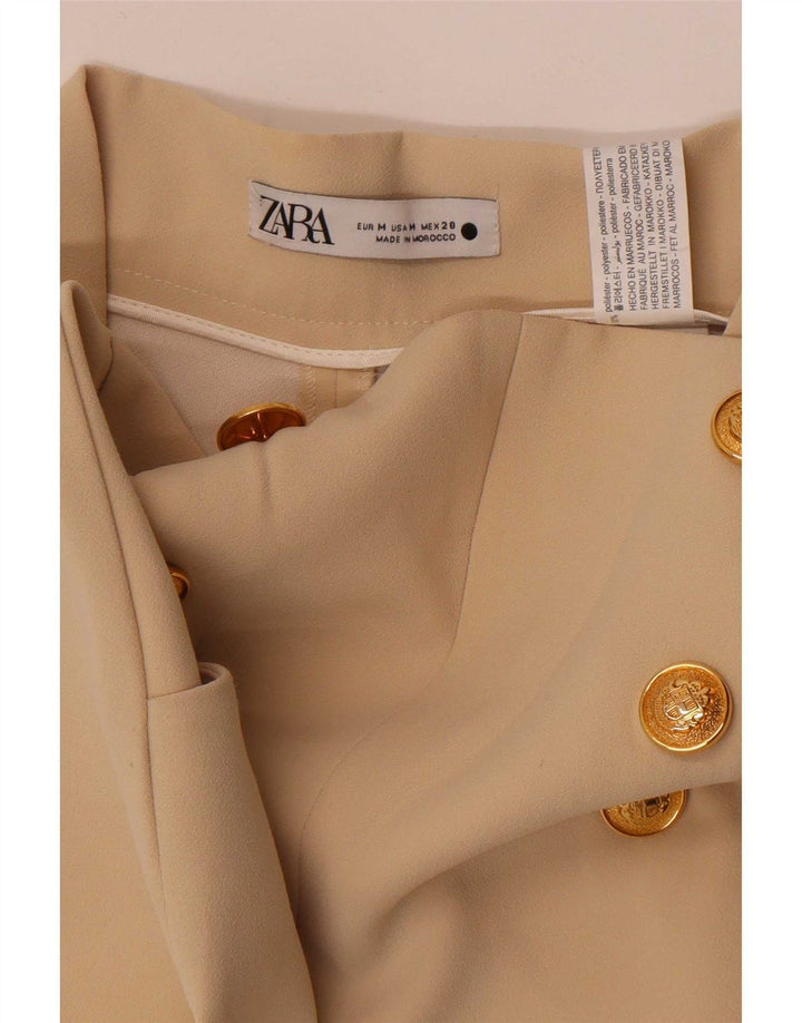 Zara Dame Capri Bukser Medium W28 L22 Beige Polyester