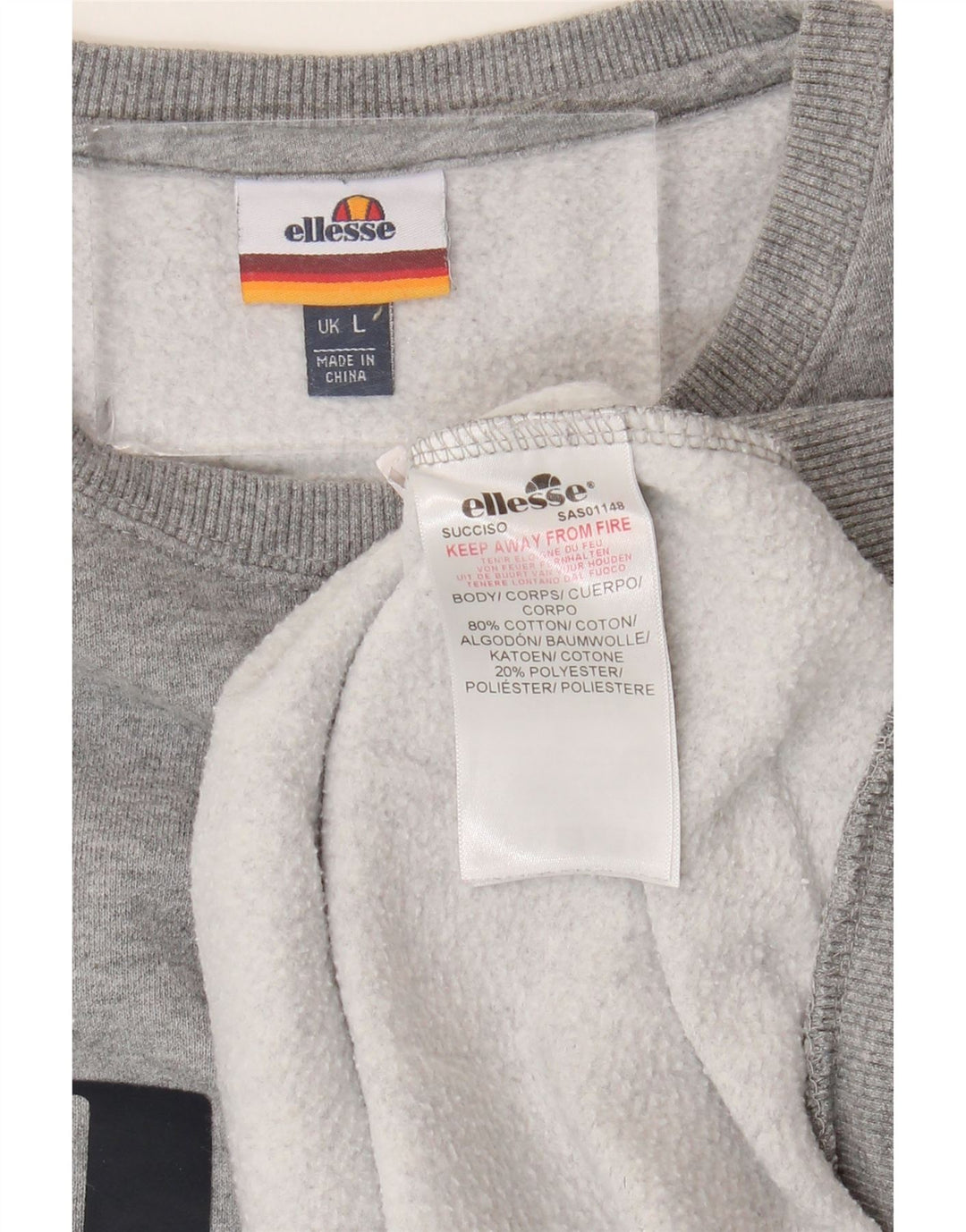 ELLESSE Grafisk sweatshirt til mænd, stor grå bomuld