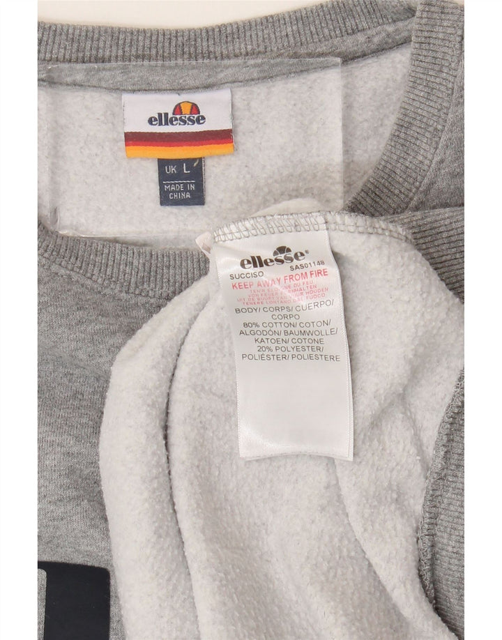 ELLESSE Grafisk sweatshirt til mænd, stor grå bomuld