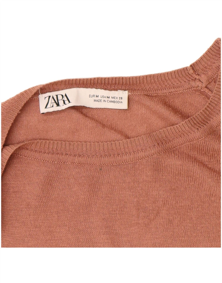 Zara Dame Boat Neck Jumper Sweater UK 14 Medium Brown Viscose