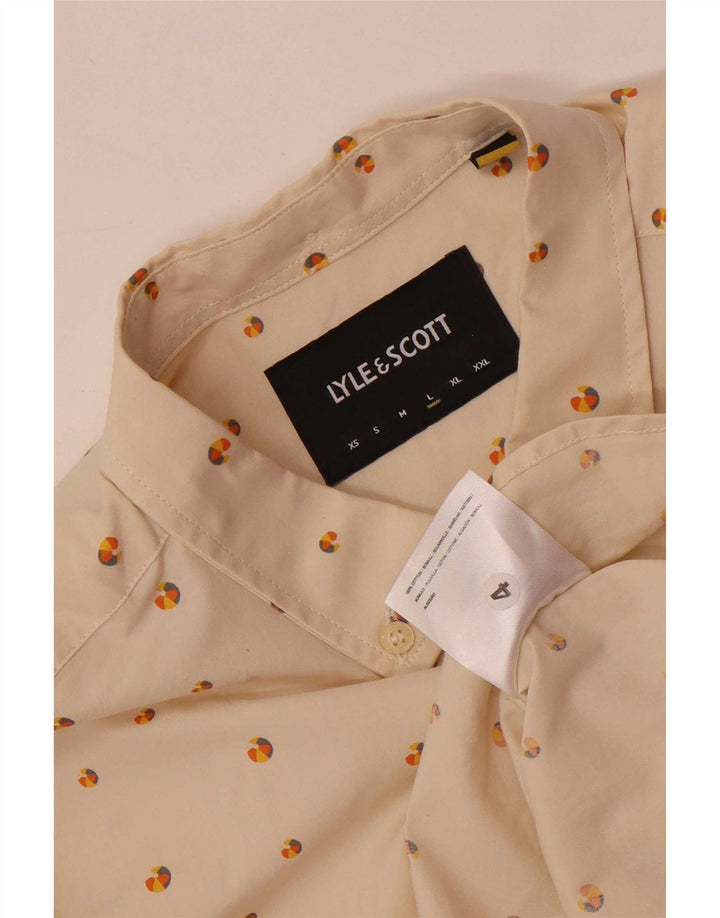 Lyle & Scott Kortærmet Herreskjorte Stor Beige Plettet Bomuld