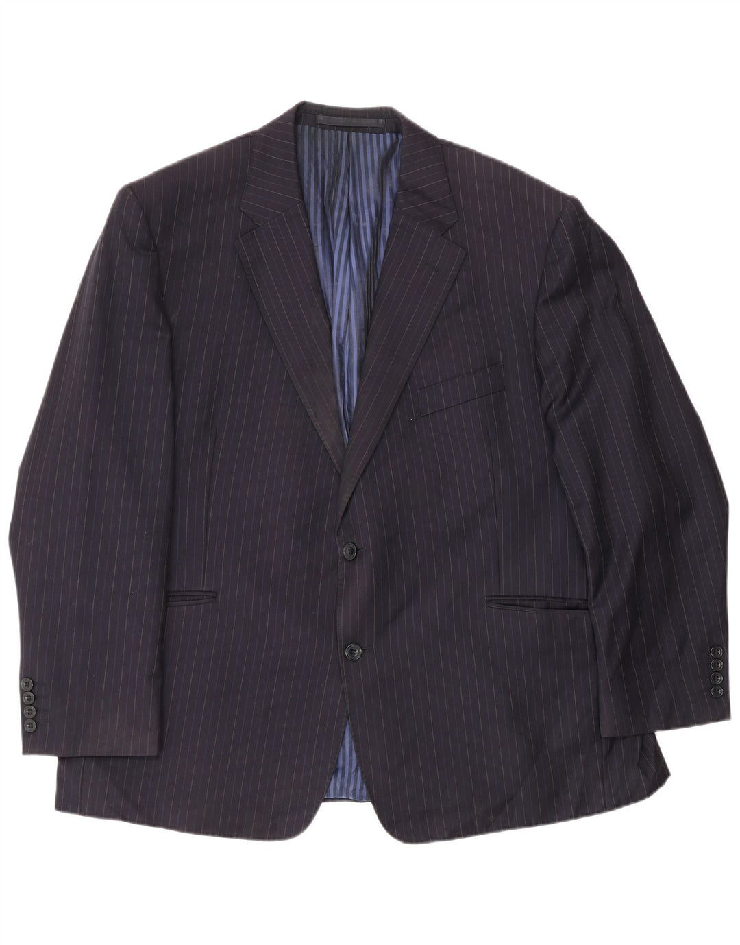 Marks & Spencer Herre 2-knaps blazerjakke EU 56 3XL Marineblå nålestribe