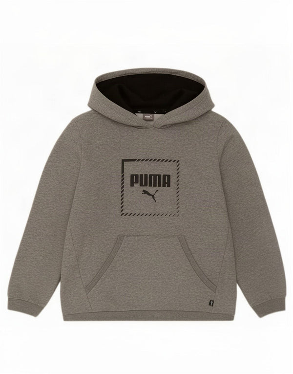 Puma grafisk hættetrøje til drenge 15-16 år grå flækket bomuld