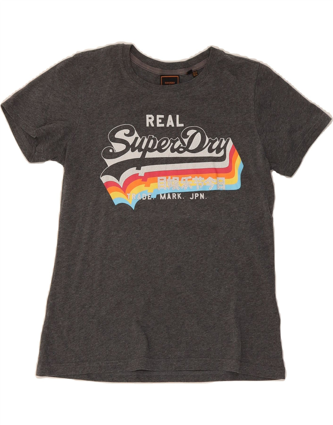 SUPERDRY Womens Graphic T-Shirt Top UK 10 Small Grey Vintage Superdry and Second-Hand Superdry from Messina Hembry 