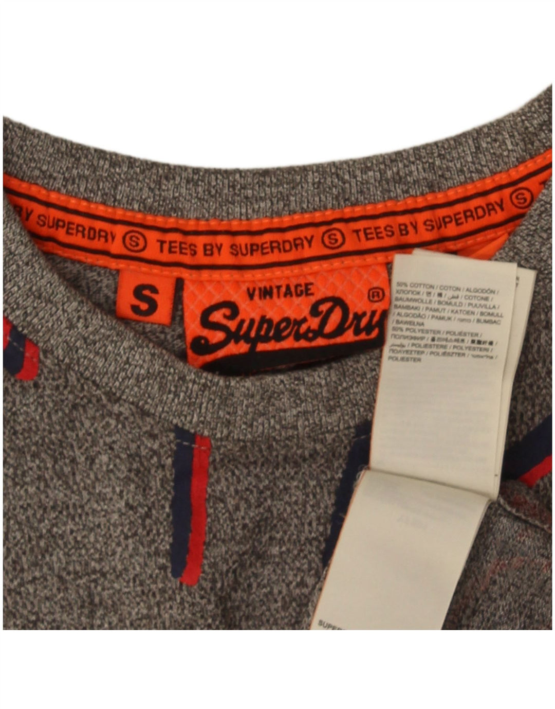 Superdry Grafisk T-shirt-top til mænd, lille grå flækket bomuld