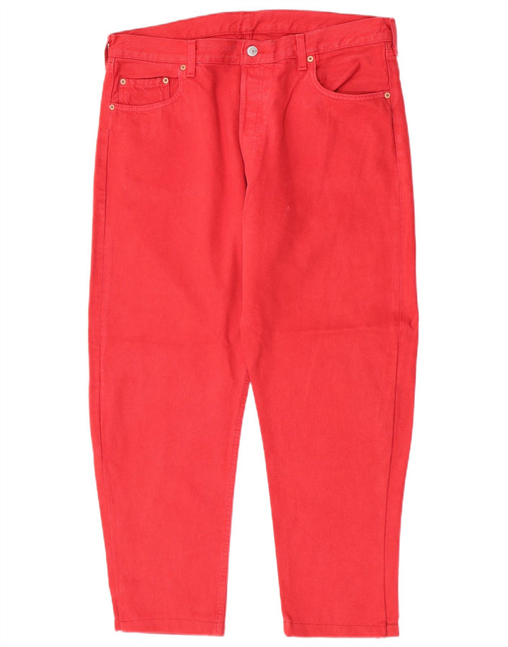 Levi's Mens 501 Cropped Slim Jeans W38 L26 Rød
