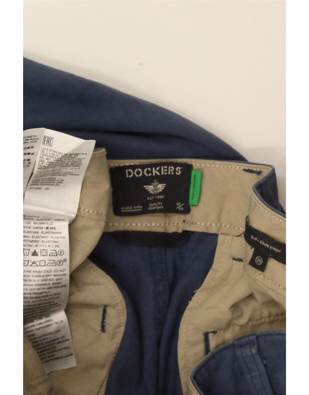 Dockers Herre Slim Chino Bukser W38 L31 Blå Bomuld