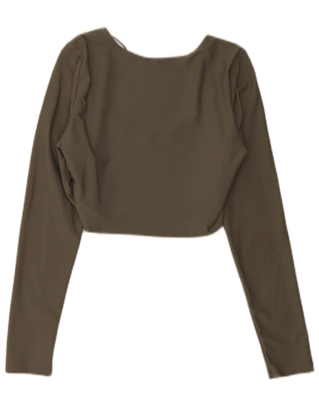 Zara Womens Crop Top Langærmet UK 14 Stor Khaki Polyamid
