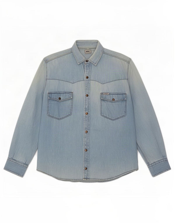 Rifle Herre Denim Shirt Medium Blue Bomuld