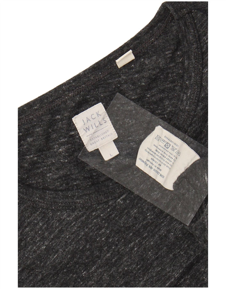 JACK WILLS Herre Top Langærmet Stor Grå Flecked Bomuld