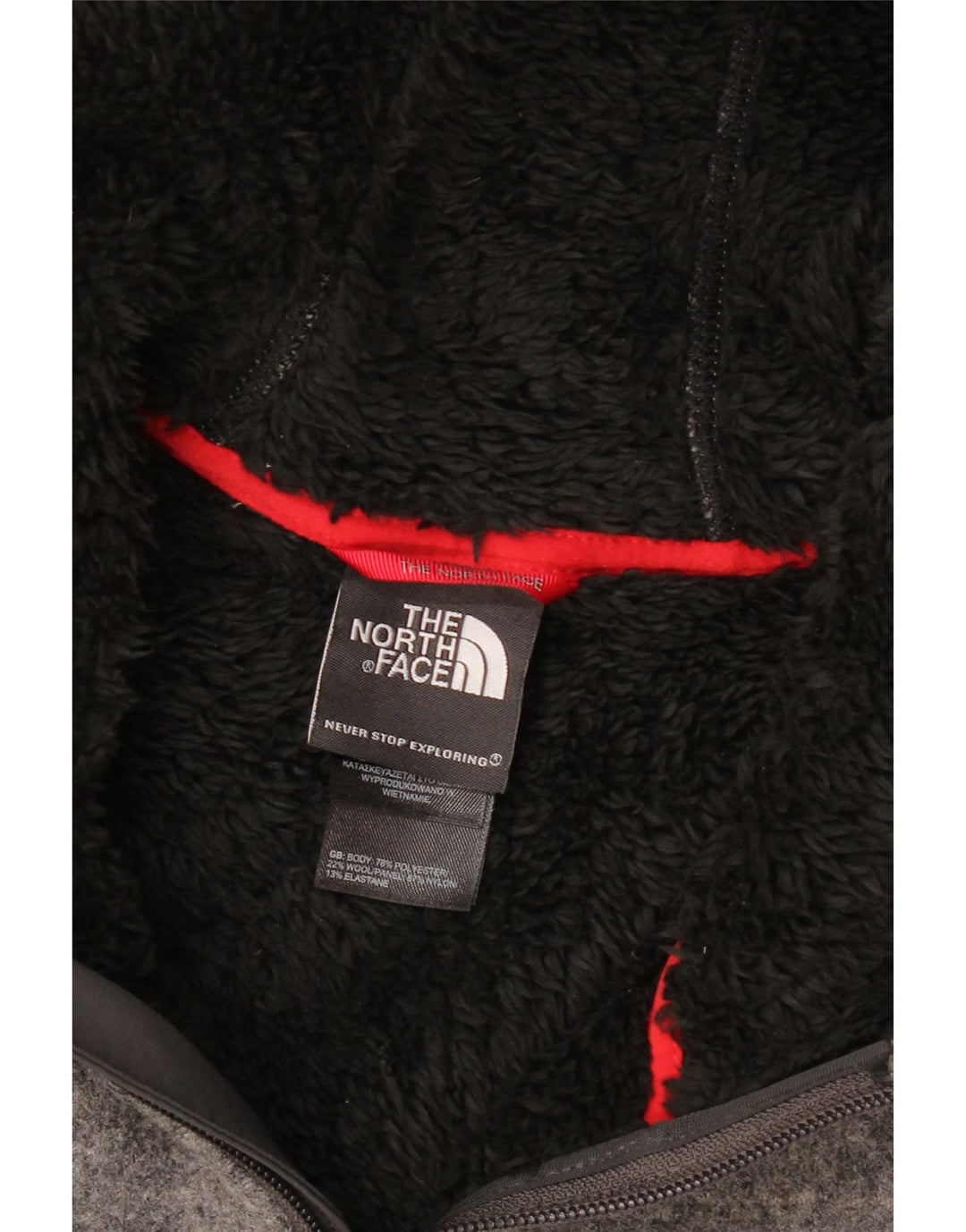 THE NORTH FACE Herre Hættestrikket Sherpa-jakke UK 42 XL Grå Flecked