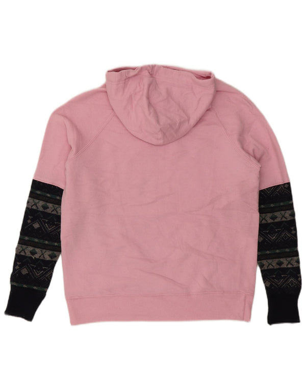 Champion Dame Grafisk Hoodie Jumper UK 10 Small Pink Colourblock