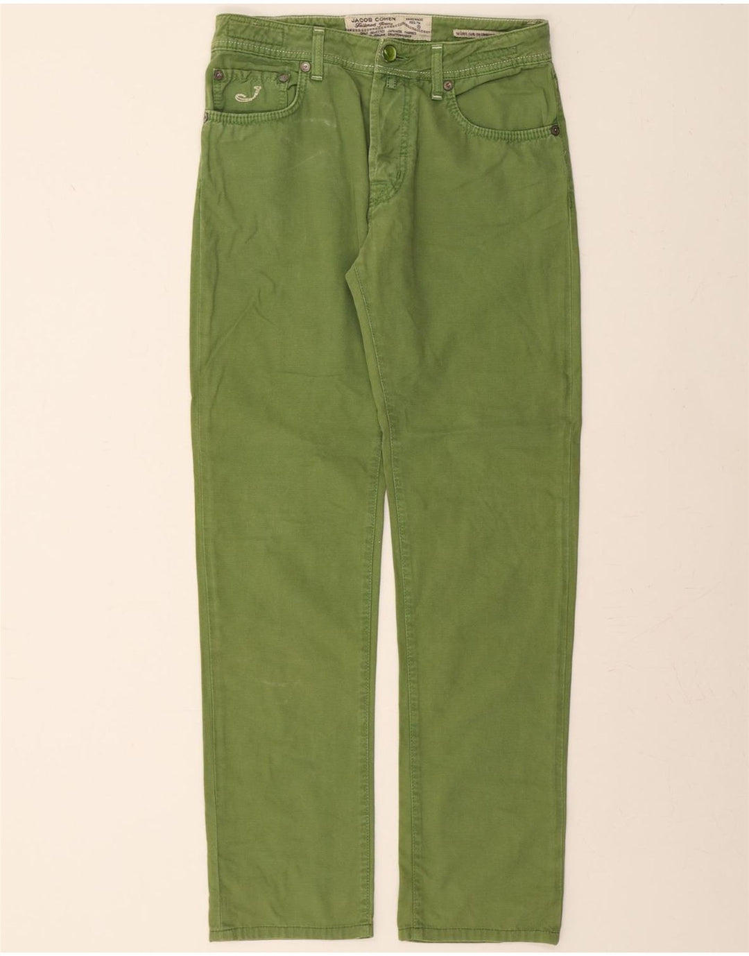 JACOB COHEN Womens Straight Casual Trousers W33 L32 Green Cotton Vintage Jacob Cohen and Second-Hand Jacob Cohen from Messina Hembry 