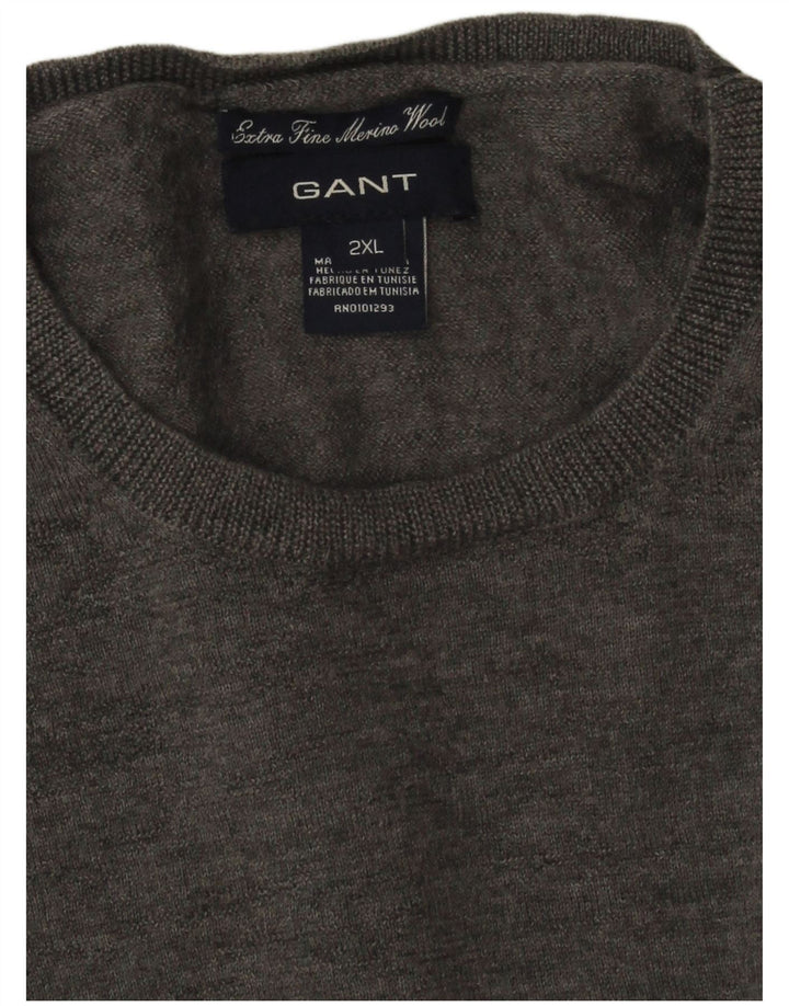 Gant Herre Crew Neck Jumper Sweater 2XL Grå Merinould