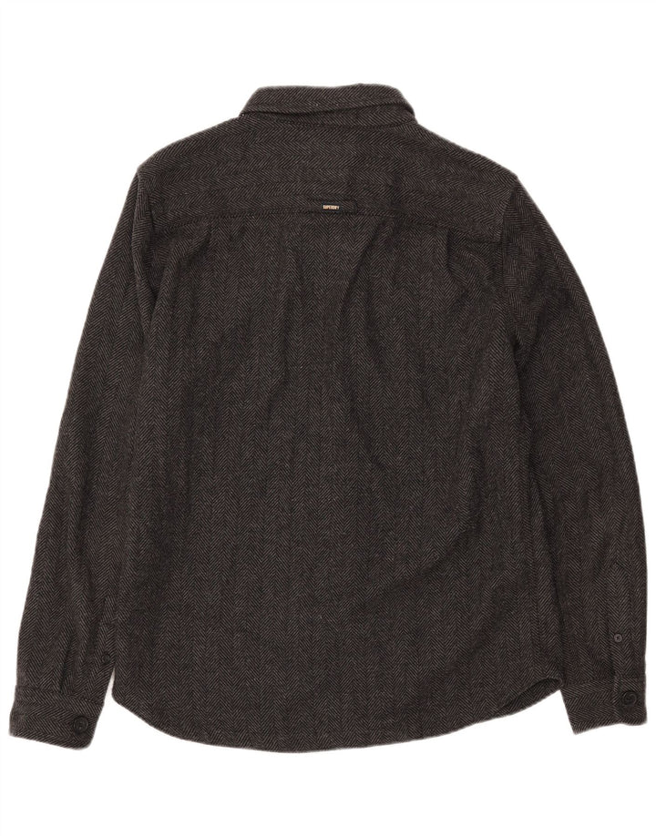 SUPERDRY Flannelskjorte til mænd XL Grå sildebenspolyester