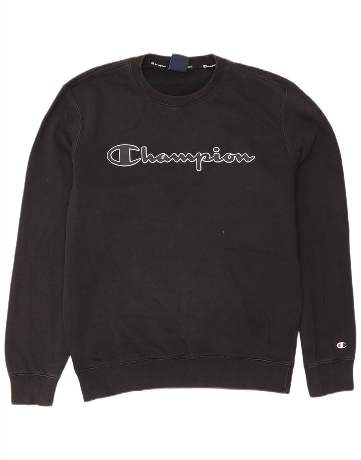 Champion Herre Grafisk Sweatshirt Jumper Medium Sort Bomuld