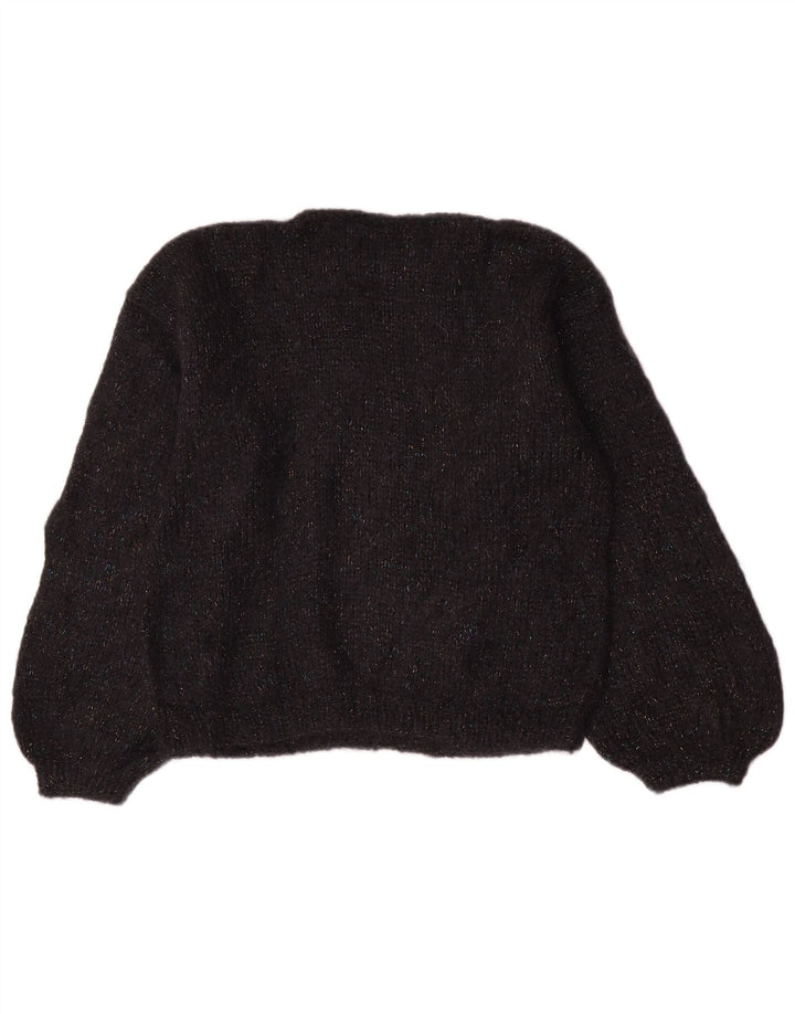 Vintage Dame Boat Neck Jumper Sweater UK 14 Medium Black