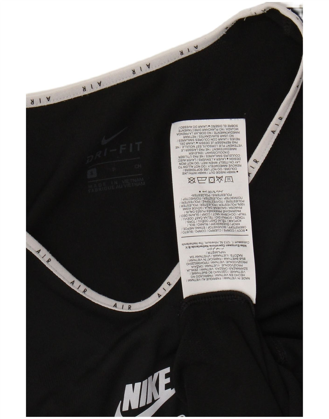 NIKE Dri Fit grafisk T-shirt top UK 10 Lille sort polyester