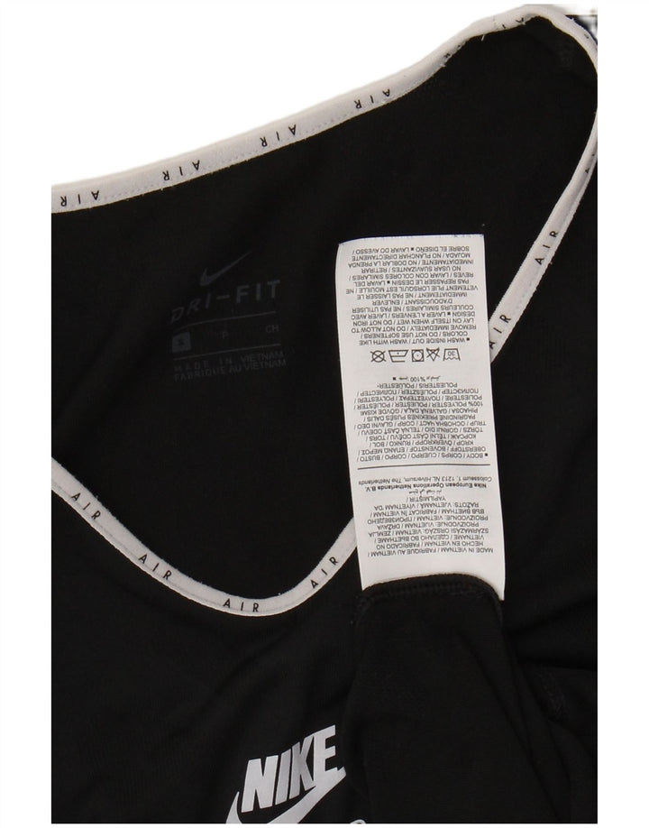 NIKE Dri Fit grafisk T-shirt top UK 10 Lille sort polyester