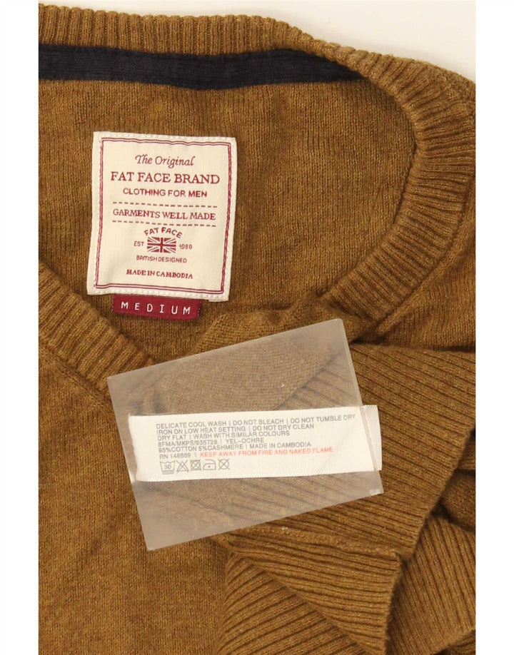 Fat Face Herre V-hals sweater Medium Brun Bomuld