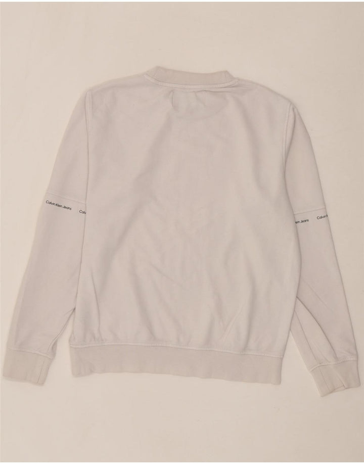 CALVIN KLEIN Mens Sweatshirt Jumper Medium White Cotton Vintage Calvin Klein and Second-Hand Calvin Klein from Messina Hembry 