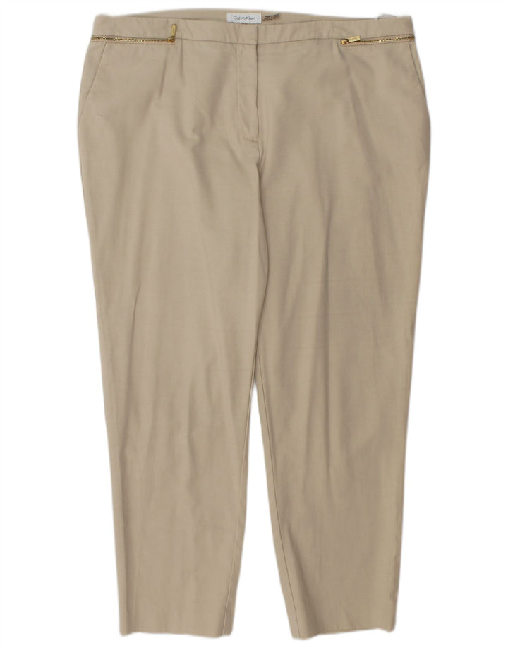 CALVIN KLEIN Womens Straight Cropped Trousers US 16 2XL W38 L27 Beige