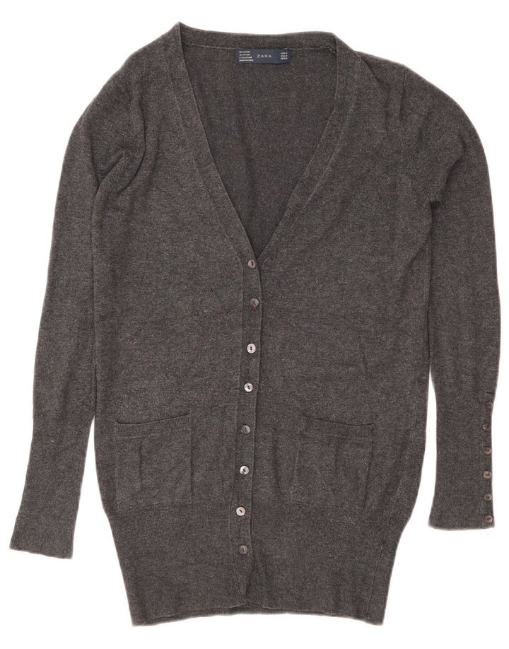 Zara Dame Cardigan Sweater UK 12 Medium Grey Rayon