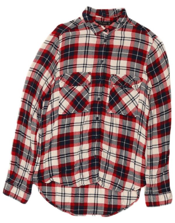 Zara Womens Longline Loose Fit Flannel Shirt UK 10 Small Red Plaid