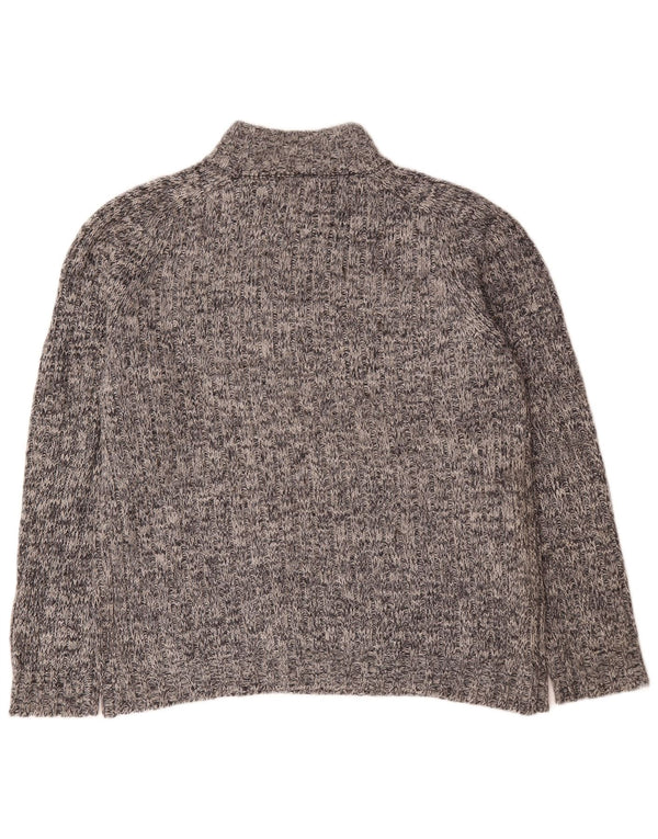 Marks & Spencer Herre sweater med lynlåshals, stor grå flækket uld