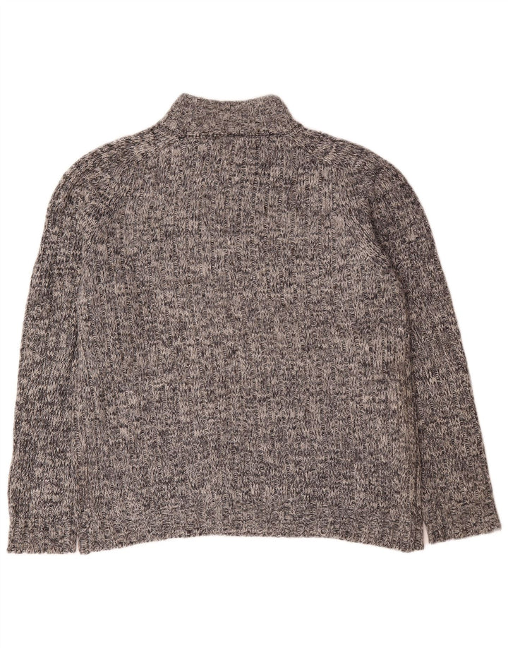 Marks & Spencer Herre sweater med lynlåshals, stor grå flækket uld