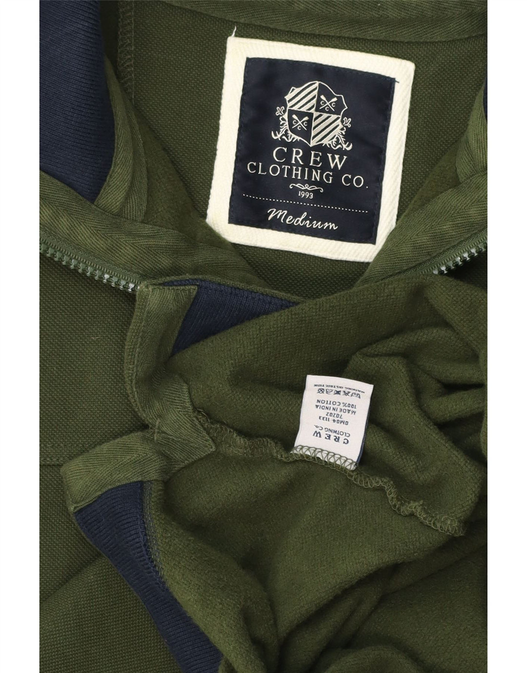 Besætningstøj Herre Zip Neck Sweatshirt Jumper Medium Grøn Bomuld